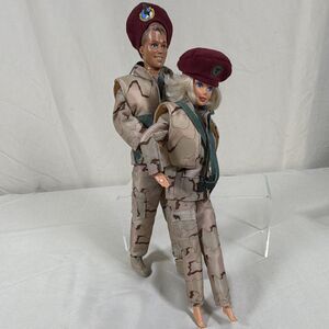 1992 Mattel Stars 'N Stripes Army Barbie & Ken 101st Airborne Doll Lot - Vintage